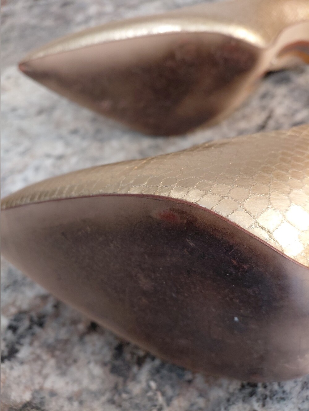 Sam & Libby Gold Snake Skin Patterned Pointed-Toe Stiletto Pumps - Picture 7 of 10